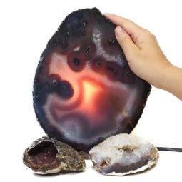 Sliced Brazilian Crystal Agate Lamp Set 3 Pieces S475-1