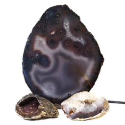 Sliced Brazilian Crystal Agate Lamp Set 3 Pieces S475