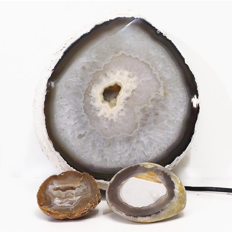 1.8kg Sliced Brazilian Crystal Agate Lamp Set 3 Pieces S476 3 Sliced Brazilian Crystal Agate Lamp Set 3 Pieces S476