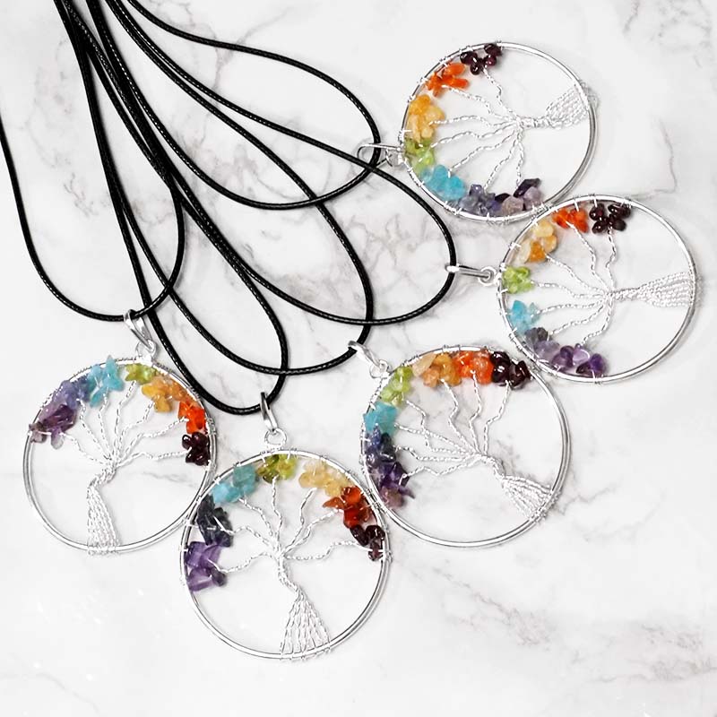 7 Chakras Tree Of Life Pendant Set 5 3 7 Chakras Tree Of Life Pendant Set 5 | Himalayan Salt Factory