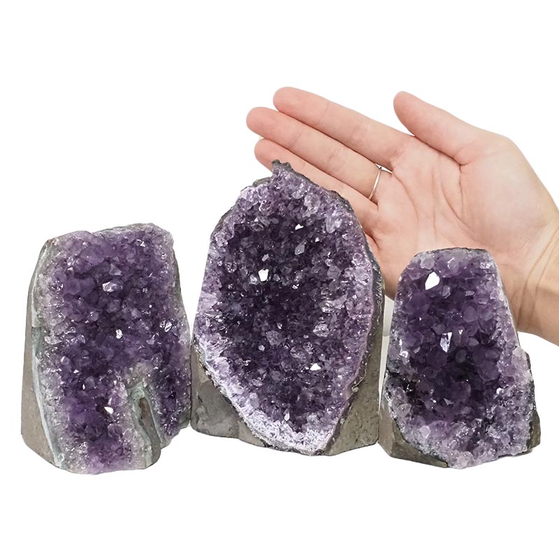2.07kg Amethyst Crystal Geode Specimen Set 3 Pieces DN976 4 Amethyst Crystal Geode Specimen Set 2 Pieces DN976 | Himalayan Salt Factory
