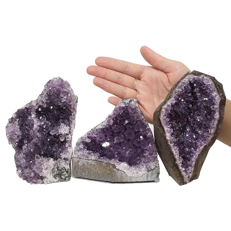 2.35kg Amethyst Crystal Geode Specimen Set 3 Pieces DN844 4 Amethyst Crystal Geode Specimen Set 3 Pieces DN844 | Himalayan Salt Factory