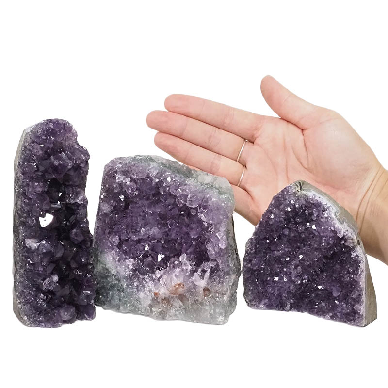 2.03kg Amethyst Crystal Geode Specimen Set 3 Pieces DN980 4 Amethyst Crystal Geode Specimen Set 3 Pieces DN980 | Himalayan Salt Factory