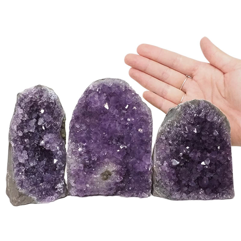 2.18kg Amethyst Crystal Geode Specimen Set 3 Pieces DN982 4 Amethyst Crystal Geode Specimen Set 3 Pieces DN982 | Himalayan Salt Factory