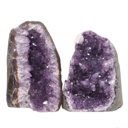 Amethyst Polished Crystal Geode Specimen Set 2 Pieces DN825 | Himalayan Salt Factory