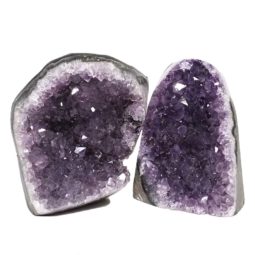 Amethyst Polished Crystal Geode Specimen Set 2 Pieces DN827 | Himalayan Salt Factory