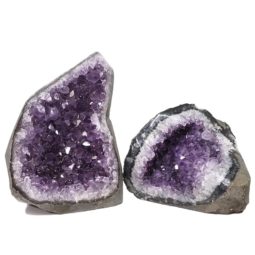 Amethyst Polished Crystal Geode Specimen Set 2 Pieces DN848 | Himalayan Salt Factory
