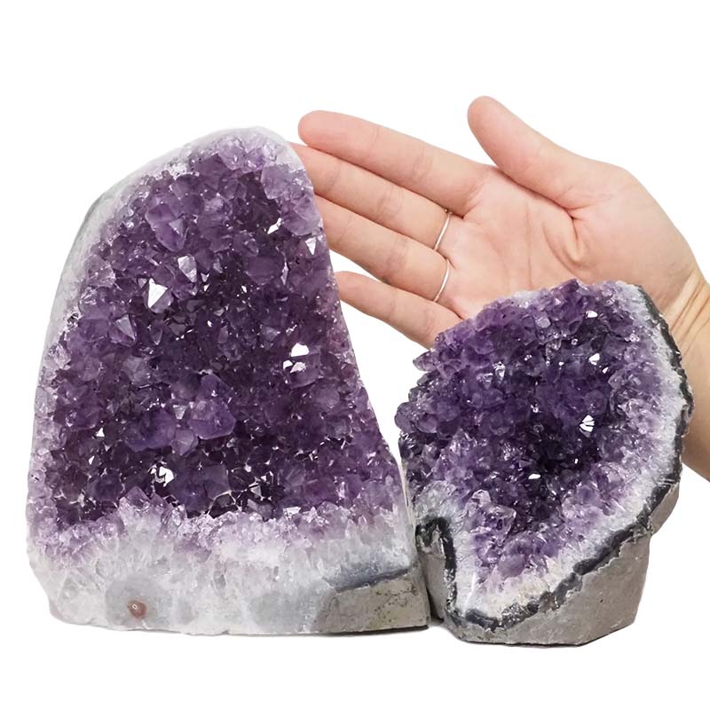 2.71kg Amethyst Polished Crystal Geode Specimen Set 2 Pieces DN852 4 Amethyst Polished Crystal Geode Specimen Set 2 Pieces DN852 | Himalayan Salt Factory