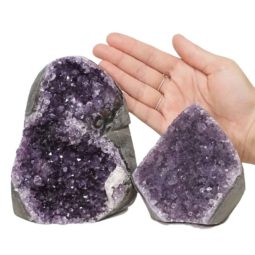 Amethyst Polished Crystal Geode Specimen Set 2 Pieces DN876 | Himalayan Salt Factory