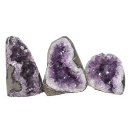 Amethyst Polished Crystal Geode Specimen Set 3 Pieces DN863 | Himalayan Salt Factory