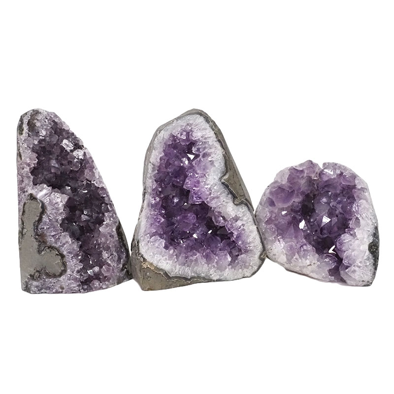 2.55kg Amethyst Polished Crystal Geode Specimen Set 3 Pieces DN863 3 Amethyst Polished Crystal Geode Specimen Set 3 Pieces DN863 | Himalayan Salt Factory