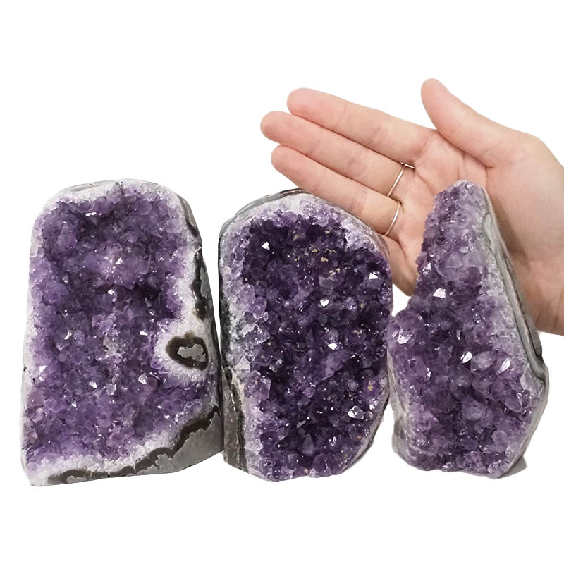 2.41kg Amethyst Polished Crystal Geode Specimen Set 3 Pieces DN864 4 Amethyst Polished Crystal Geode Specimen Set 3 Pieces DN864 | Himalayan Salt Factory