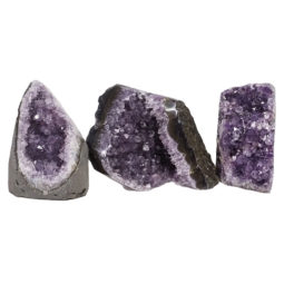 Amethyst Polished Crystal Geode Specimen Set 3 Pieces DN866 | Himalayan Salt Factory