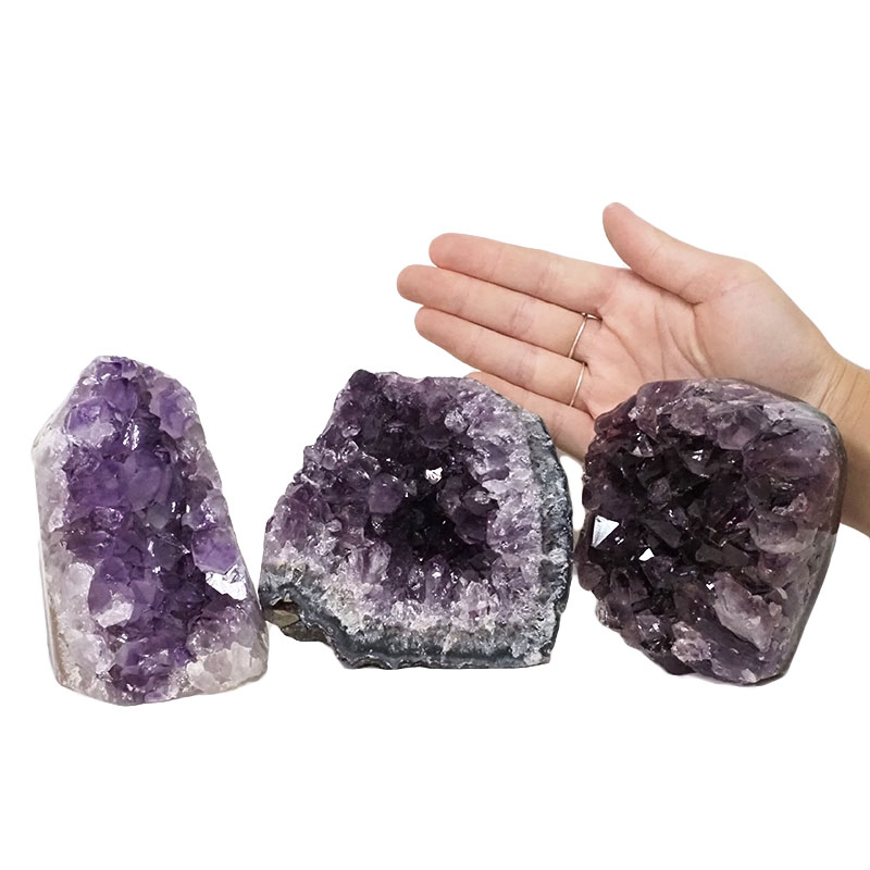 2.70kg Amethyst Polished Crystal Geode Specimen Set 3 Pieces DN868 4 Amethyst Polished Crystal Geode Specimen Set 3 Pieces DN868 | Himalayan Salt Factory