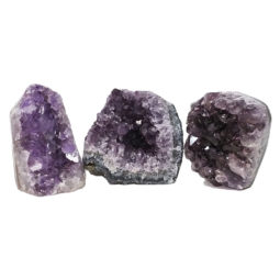 Amethyst Polished Crystal Geode Specimen Set 3 Pieces DN868 | Himalayan Salt Factory