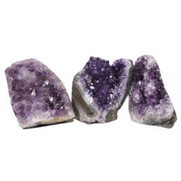 Amethyst Polished Crystal Geode Specimen Set 3 Pieces DN869 | Himalayan Salt Factory