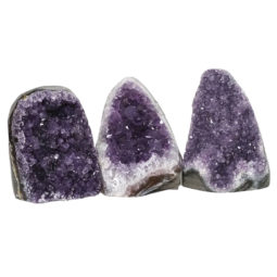 Amethyst Polished Crystal Geode Specimen Set 3 Pieces DN870 | Himalayan Salt Factory