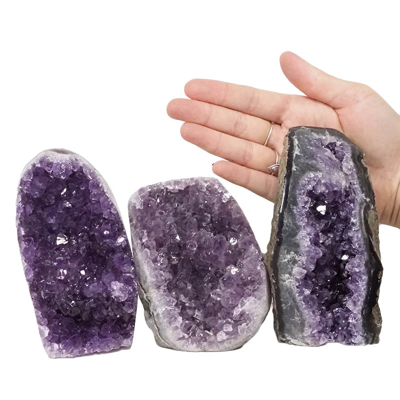 2.27kg Amethyst Polished Crystal Geode Specimen Set 3 Pieces DN871 4 Amethyst Polished Crystal Geode Specimen Set 3 Pieces DN871 | Himalayan Salt Factory