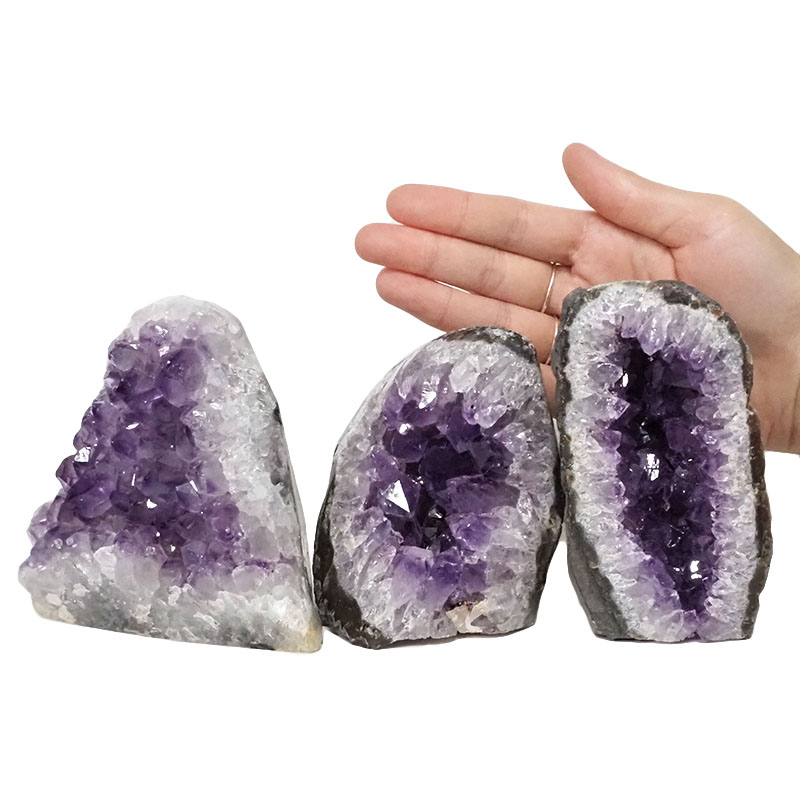 2.36kg Amethyst Polished Crystal Geode Specimen Set 3 Pieces DN872 4 Amethyst Polished Crystal Geode Specimen Set 3 Pieces DN872 | Himalayan Salt Factory