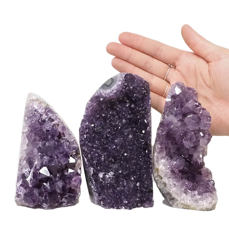 1.97kg Amethyst Polished Crystal Geode Specimen Set 3 Pieces DN873 4 Amethyst Polished Crystal Geode Specimen Set 3 Pieces DN873 | Himalayan Salt Factory