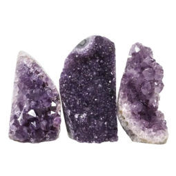 Amethyst Polished Crystal Geode Specimen Set 3 Pieces DN873 | Himalayan Salt Factory