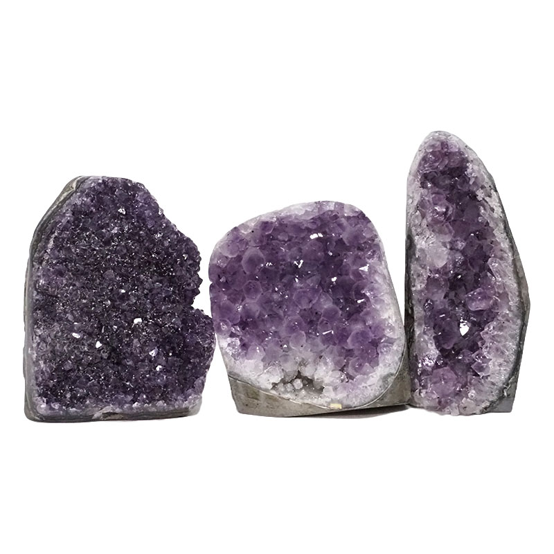 2.55kg Amethyst Polished Crystal Geode Specimen Set 3 Pieces DN874 3 Amethyst Polished Crystal Geode Specimen Set 3 Pieces DN874 | Himalayan Salt Factory