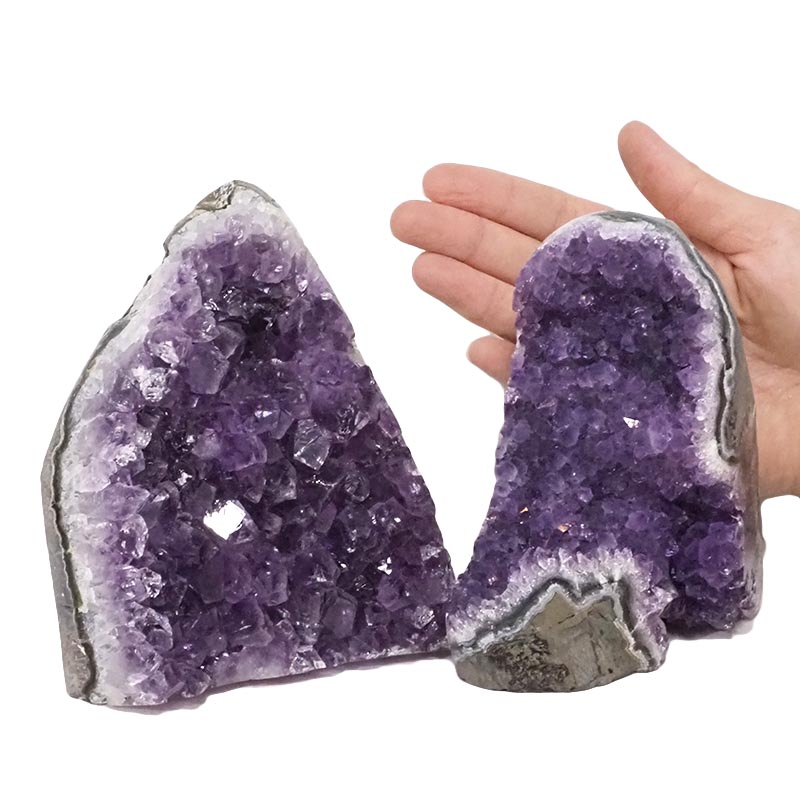 2.23kg Amethyst Polished Crystal Geode Specimen Set 2 Pieces DN880 4 Amethyst Polished Crystal Geode Specimen Set 3 Pieces DN880 | Himalayan Salt Factory
