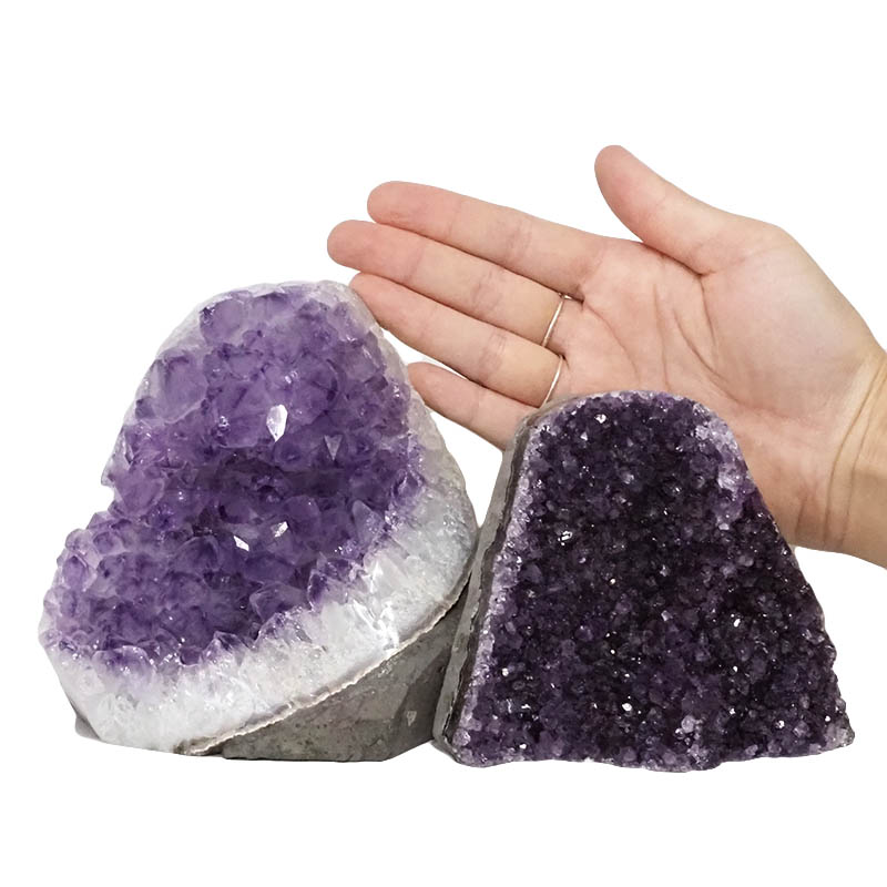 2.28kg Amethyst Polished Crystal Geode Specimen Set 2 Pieces DN882 4 Amethyst Polished Crystal Geode Specimen Set 3 Pieces DN882 | Himalayan Salt Factory