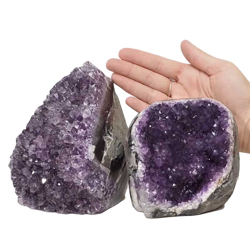 3.43kg Amethyst Polished Crystal Geode Specimen Set 2 Pieces DN884 4 Amethyst Polished Crystal Geode Specimen Set 3 Pieces DN884 | Himalayan Salt Factory