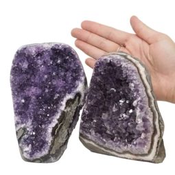2.99kg Amethyst Polished Crystal Geode Specimen Set 2 Pieces DN886 5 Amethyst Polished Crystal Geode Specimen Set 3 Pieces DN886 | Himalayan Salt Factory
