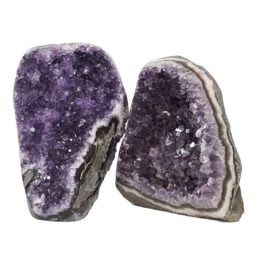 Amethyst Polished Crystal Geode Specimen Set 3 Pieces DN886 | Himalayan Salt Factory