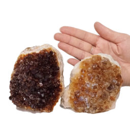 Citrine Crystal Geode Specimen Set 2 Pieces DN888 | Himalayan Salt Factory