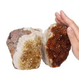 Citrine Crystal Geode Specimen Set 2 Pieces DN889 | Himalayan Salt Factory