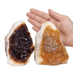 Citrine Crystal Geode Specimen Set 2 Pieces DN893 | Himalayan Salt Factory
