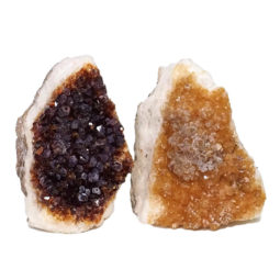 Citrine Crystal Geode Specimen Set 2 Pieces DN893 | Himalayan Salt Factory