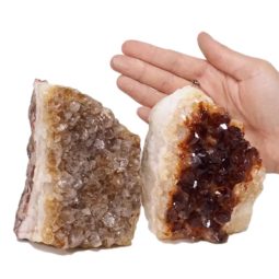 Citrine Crystal Geode Specimen Set 2 Pieces DN895 | Himalayan Salt Factory