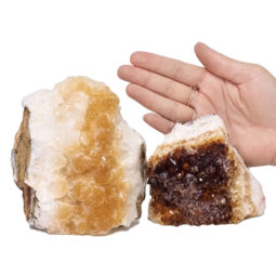 Citrine Crystal Geode Specimen Set 2 Pieces DN897 | Himalayan Salt Factory