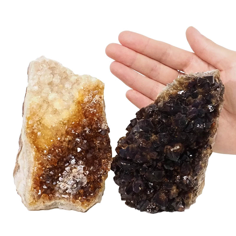 1.98kg Citrine Crystal Geode Specimen Set 2 Pieces DN900 4 Citrine Crystal Geode Specimen Set 2 Pieces DN900 | Himalayan Salt Factory
