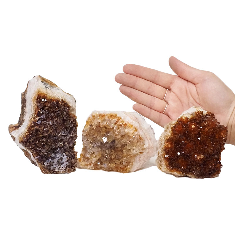 1.98kg Citrine Crystal Geode Specimen Set 3 Pieces DN905 4 Citrine Crystal Geode Specimen Set 3 Pieces DN905 | Himalayan Salt Factory
