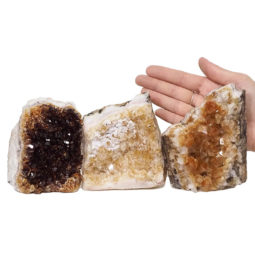 Citrine Crystal Geode Specimen Set 3 Pieces DN907 | Himalayan Salt Factory