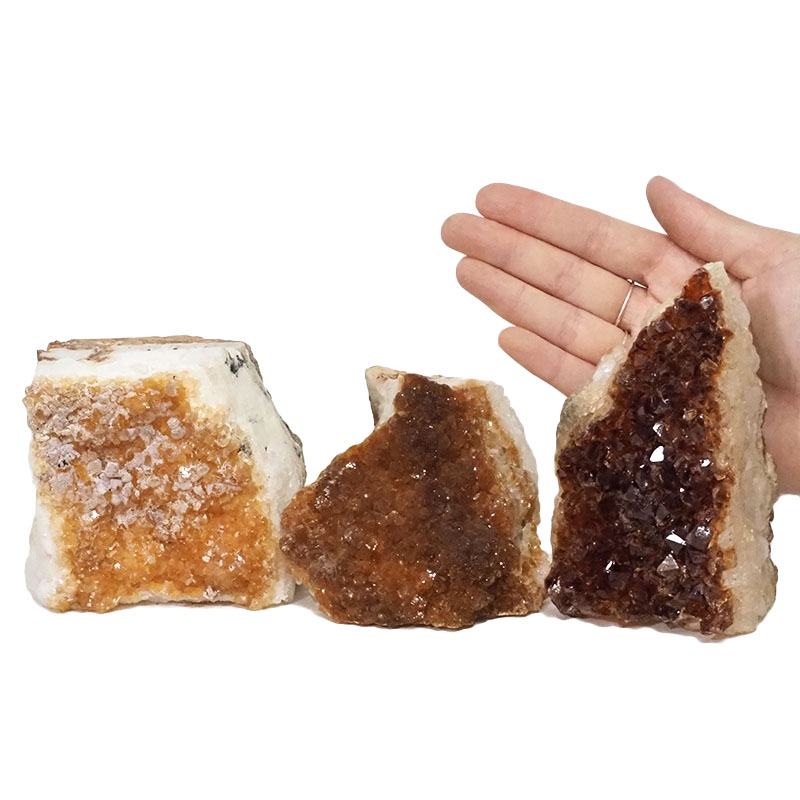2.41kg Citrine Crystal Geode Specimen Set 3 Pieces DN909 4 Citrine Crystal Geode Specimen Set 3 Pieces DN909 | Himalayan Salt Factory
