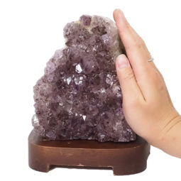 Natural Amethyst Crystal Lamp with Timber Base DN940 | Himalayan Salt Factory