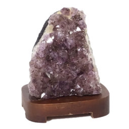 Natural Amethyst Crystal Lamp with Timber Base DN940 | Himalayan Salt Factory