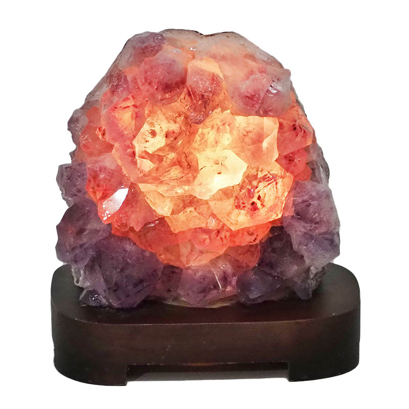 2.35kg Natural Amethyst Crystal Lamp with Timber Base DN943 4 Natural Amethyst Crystal Lamp with Timber Base DN943 | Himalayan Salt Factory