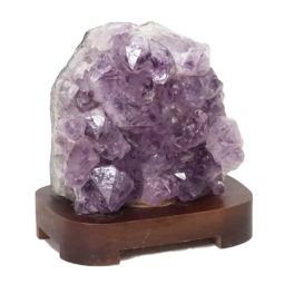 Natural Amethyst Crystal Lamp with Timber Base DN943 | Himalayan Salt Factory