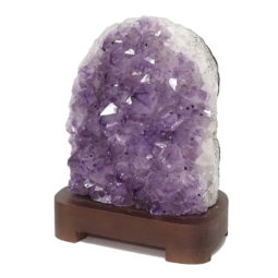 Natural Amethyst Crystal Lamp with Timber Base DN952 | Himalayan Salt Factory