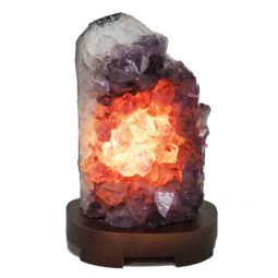 Natural Amethyst Crystal Lamp with Timber Base DN953 | Himalayan Salt Factory