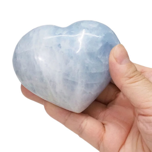 Natural Blue Calcite Heart Palm Stone - Large | Himalayan Salt Factory