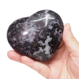 Natural Indigo Gabbro Polished Heart Palm Stone | Himalayan Salt Factory