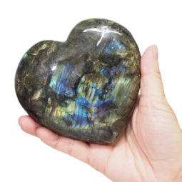 Natural Labradorite Polished Heart Palm Stone DS1519 | Himalayan Salt Factory
